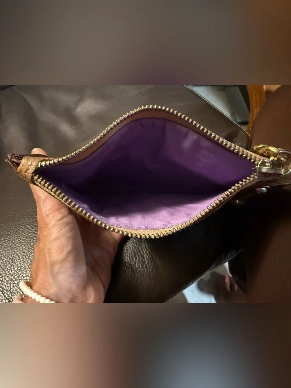 alberto di cano Studded Brown Leather Clutch
